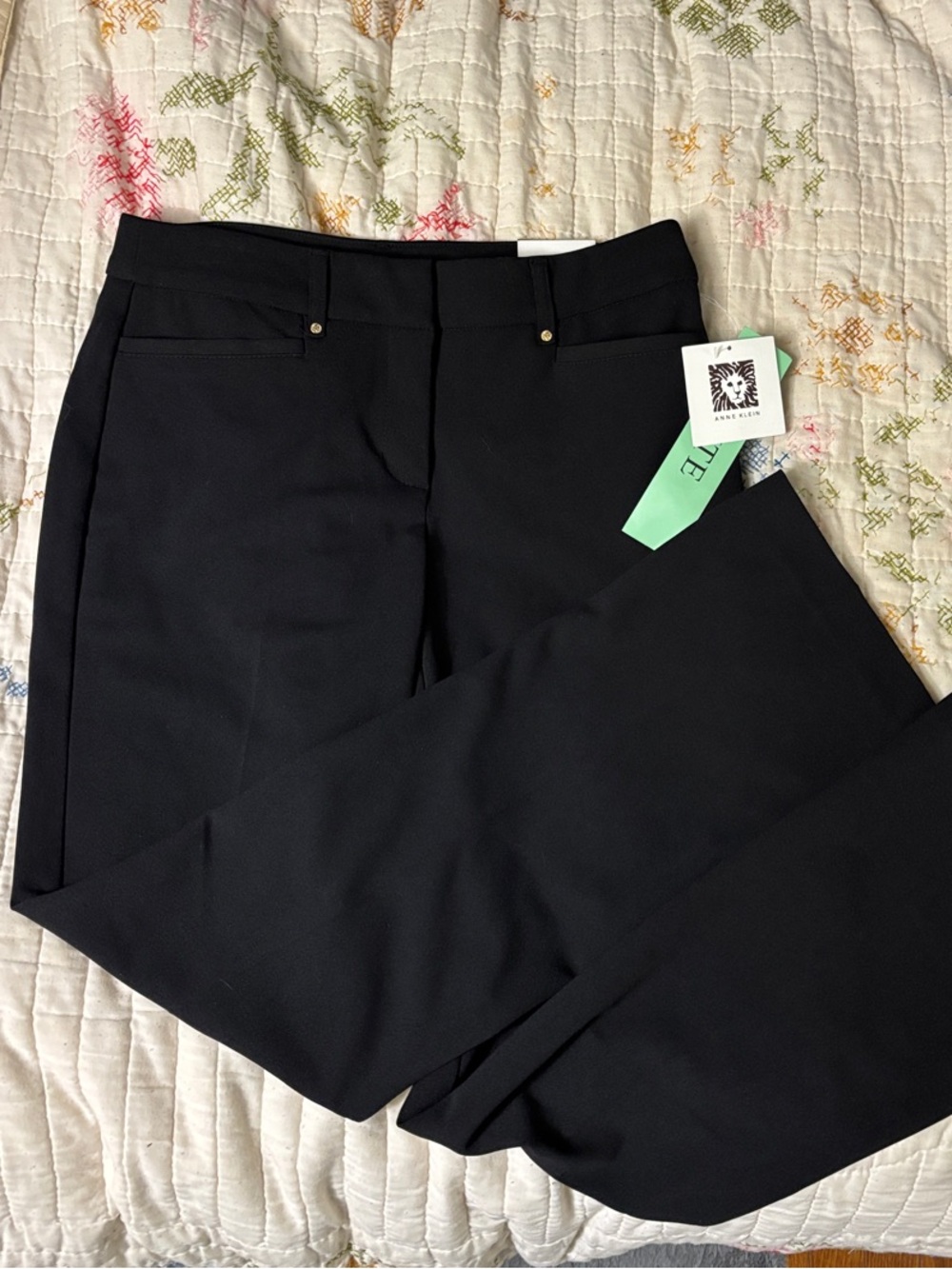 Anne Klein Black Straight Leg Dress Pants
